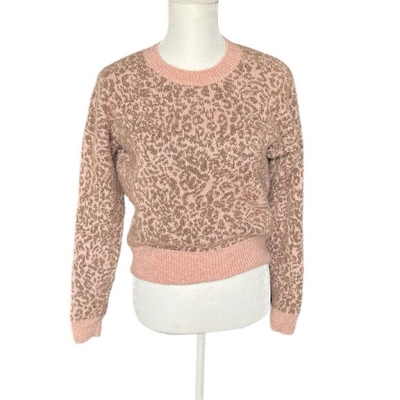 MADEWELL Wool Blend Leopard Print Crewneck Sweater Size Small - Picture 2 of 6